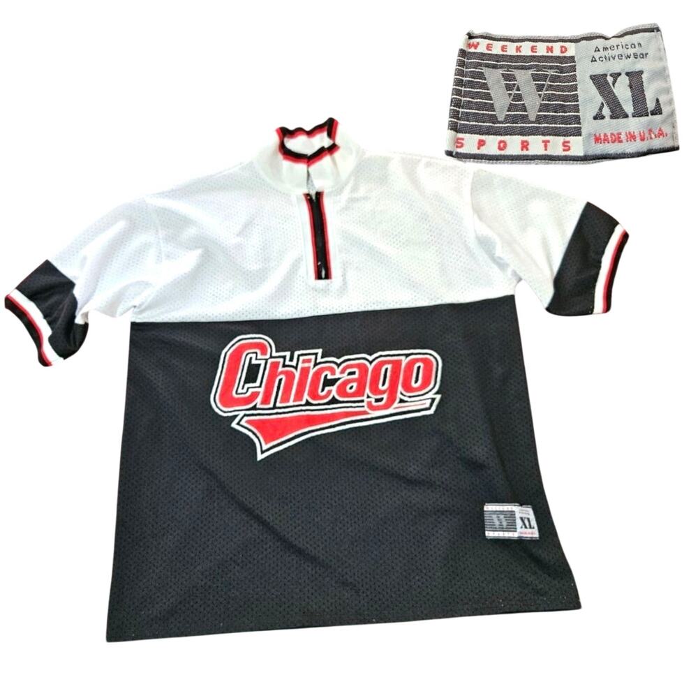 Vintage 70s Chicago Bulls Shooting XL Shirt 1/4 Zip Made In USA Jersey DEADSTOCK